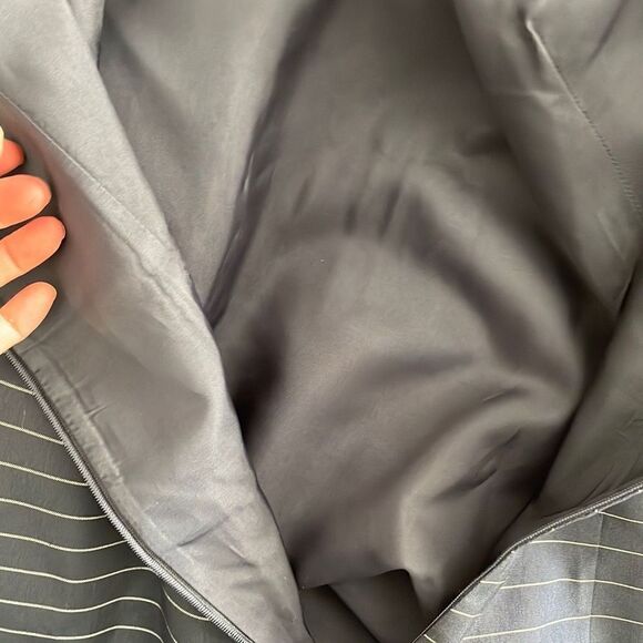 Ann Taylor 100% Silk Tank Shift Dress Navy White Pinstripes Size 2 - Picture 10 of 11